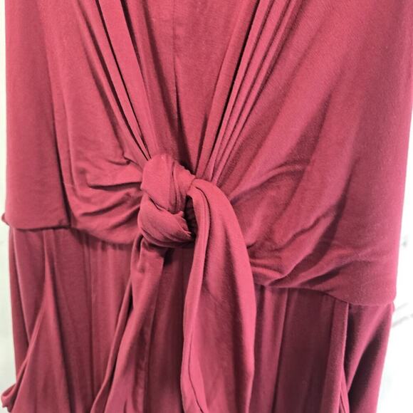 Jumpsuit Womens XL Maroon Wide Leg Gaucho Knot Twist Willa Moulinette Soeurs - Picture 4 of 13